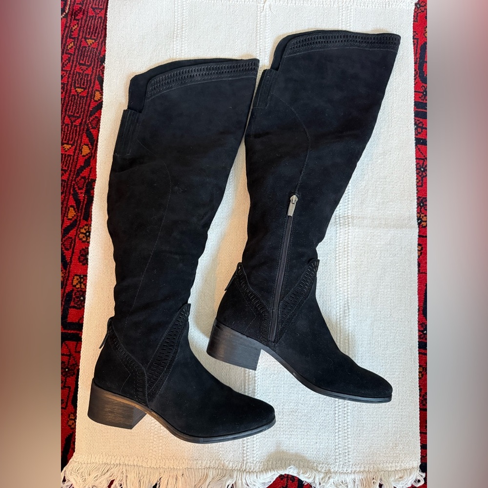 Vince Camuto black suede boots over the knee heel size 9 / 39